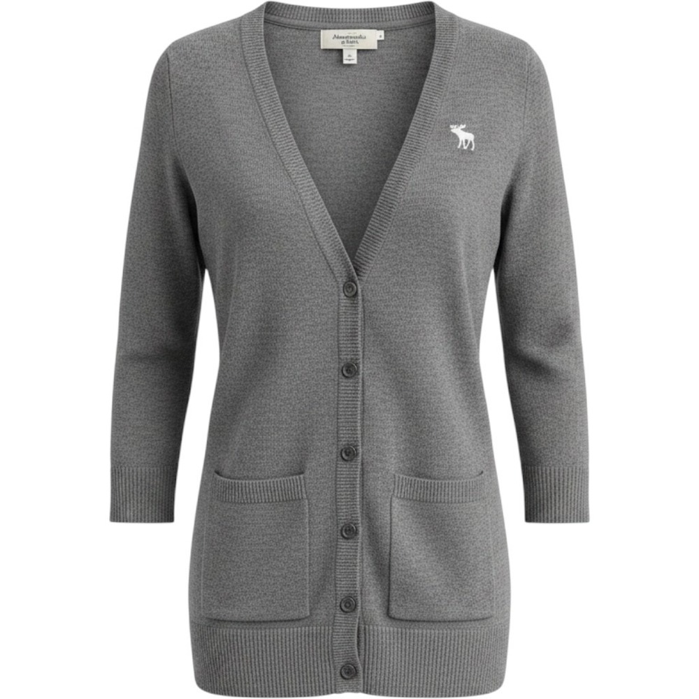 Abercrombie & Fitch Gray V-Neck Button Front Cardigan Sweater‎ XS y2k